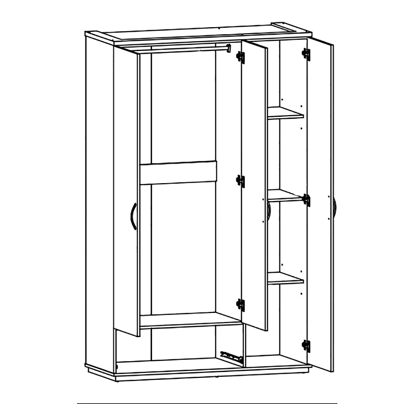 Armoire de Chambre 3 Portes avec Miroir DN