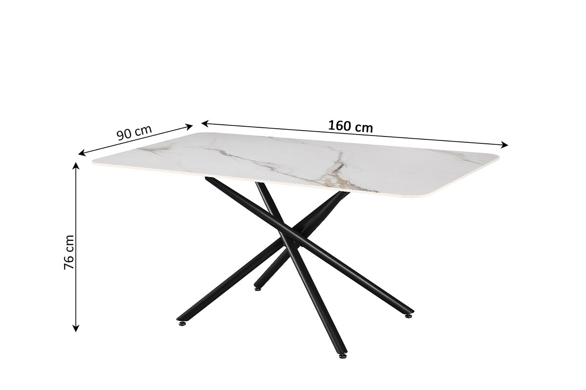 Mesa Fija de Comedor con Acabado Marmol 160cm