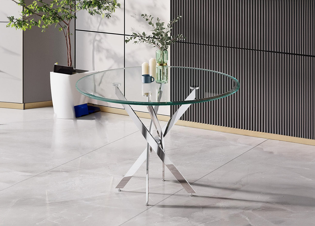 Mesa Redonda de Cristal Templado 120cm DT. Comedor o Cocina