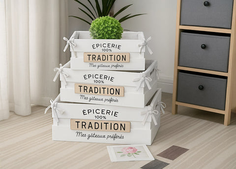 Conjunto de 3 cajas Blancas Tradition. Almacenaje practico y elegante