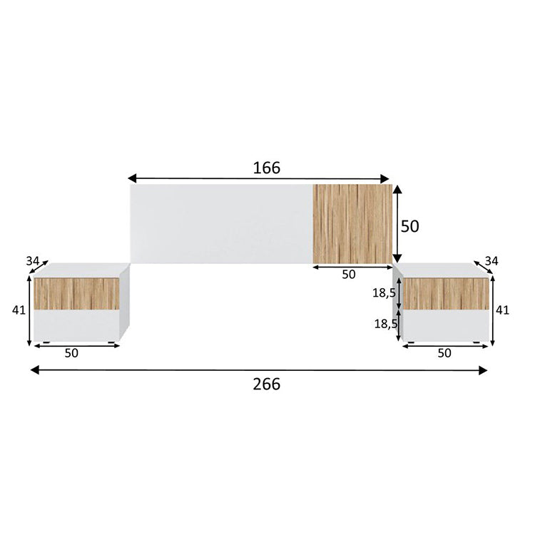 Tête de lit Ethna. Tête de lit + 2 tables