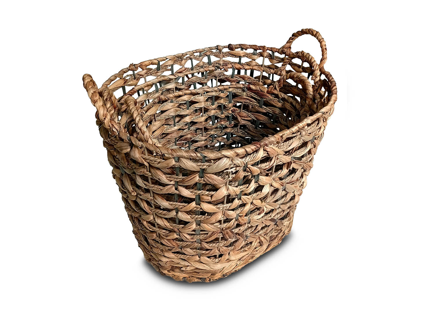 Set de 3 Cestas Redondas de Mimbre con Asas. Almacenamiento Decorativo