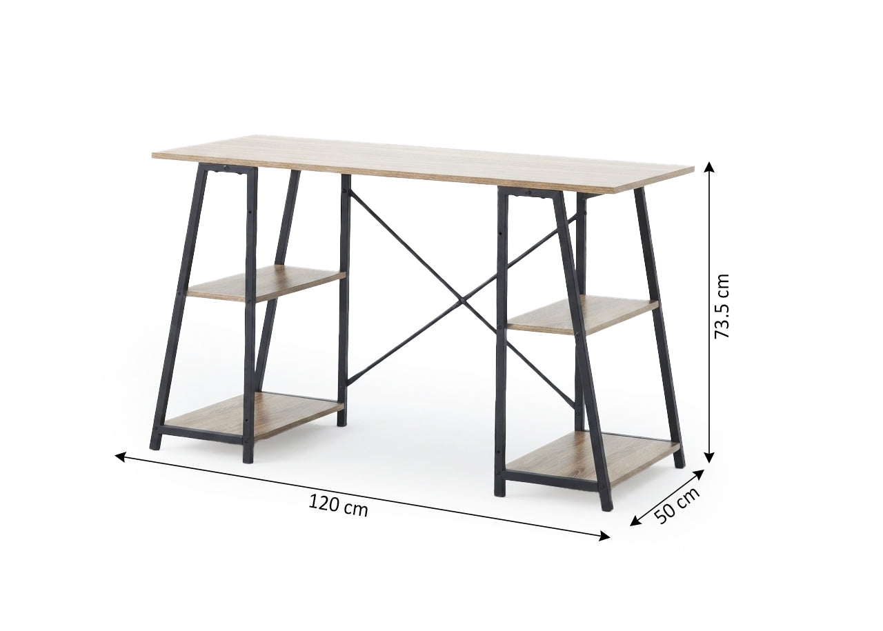 Mesa de Escritorio Estilo Industrial con Estantes Nancy