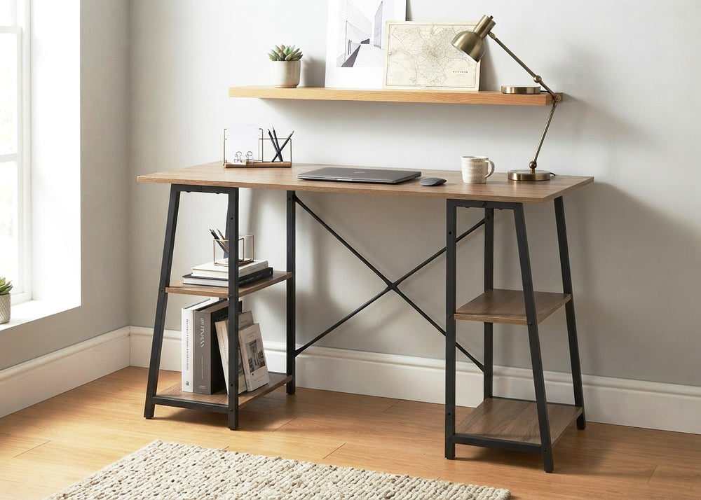 Mesa de Escritorio Estilo Industrial con Estantes Nancy