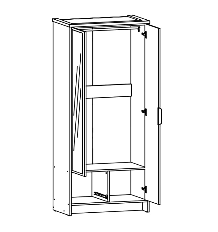 Armoire de Chambre avec Miroir DN 2 Portes