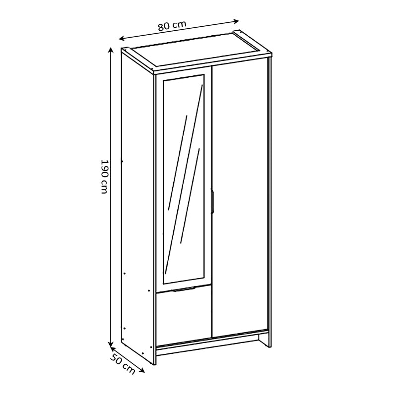 Armoire de Chambre avec Miroir DN 2 Portes