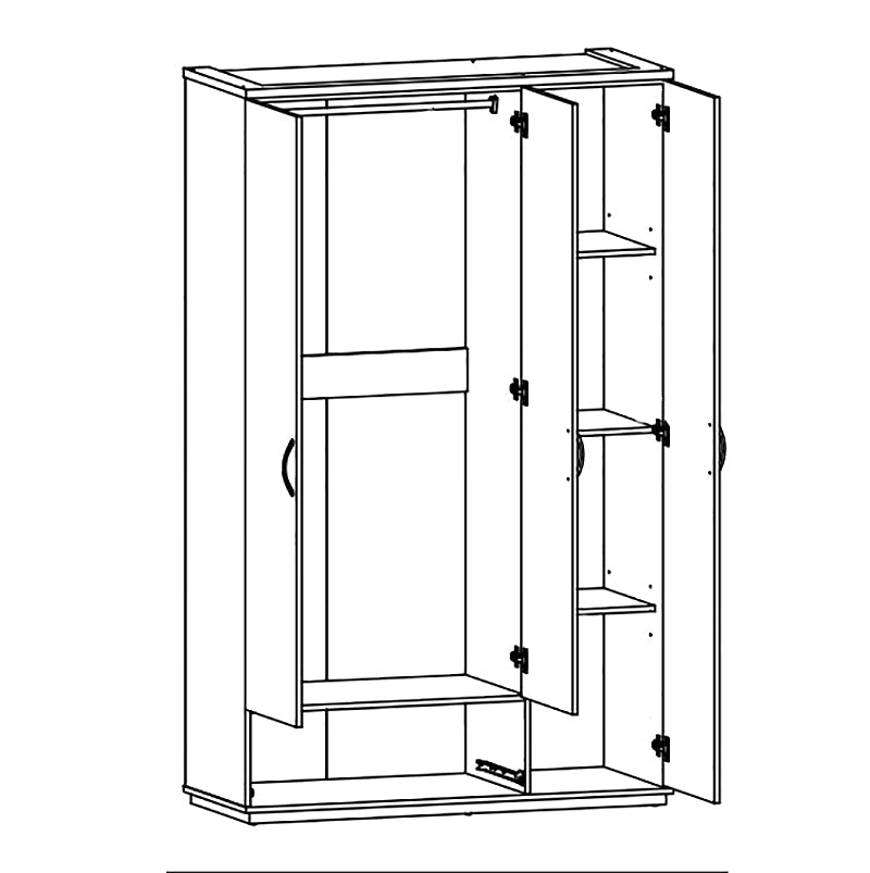 Armoire de chambre 3 portes DN, avec miroir