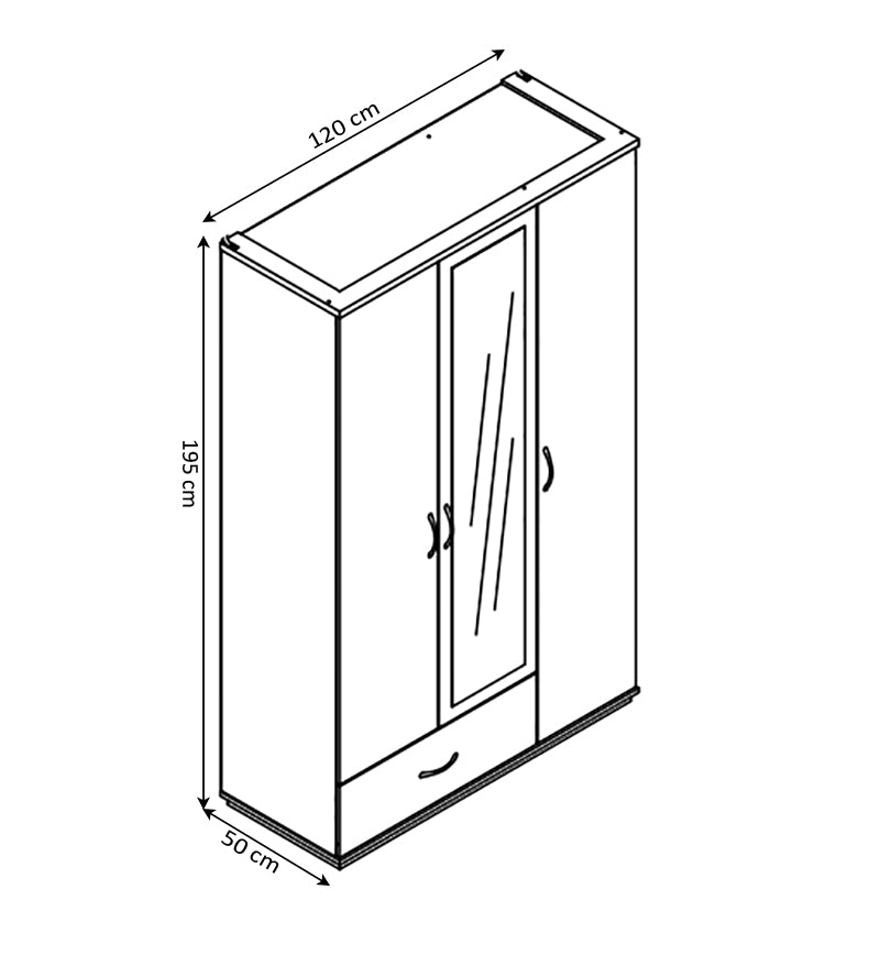 Armoire de chambre 3 portes DN, avec miroir