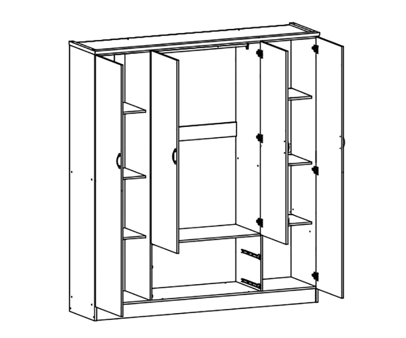 Armario de Dormitorio DN 4 Puertas, con Espejo