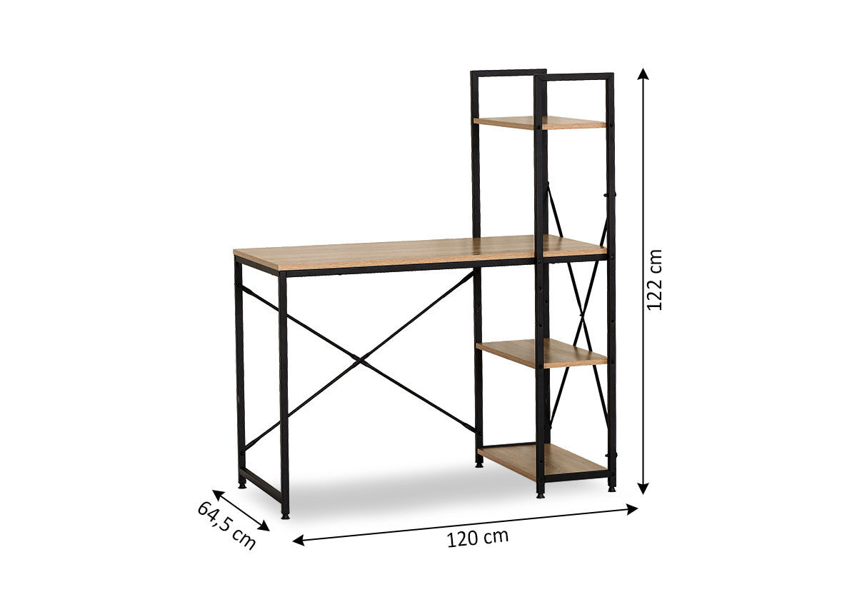 Mesa de Escritorio con Estanteria Industrial Nancy 122cm