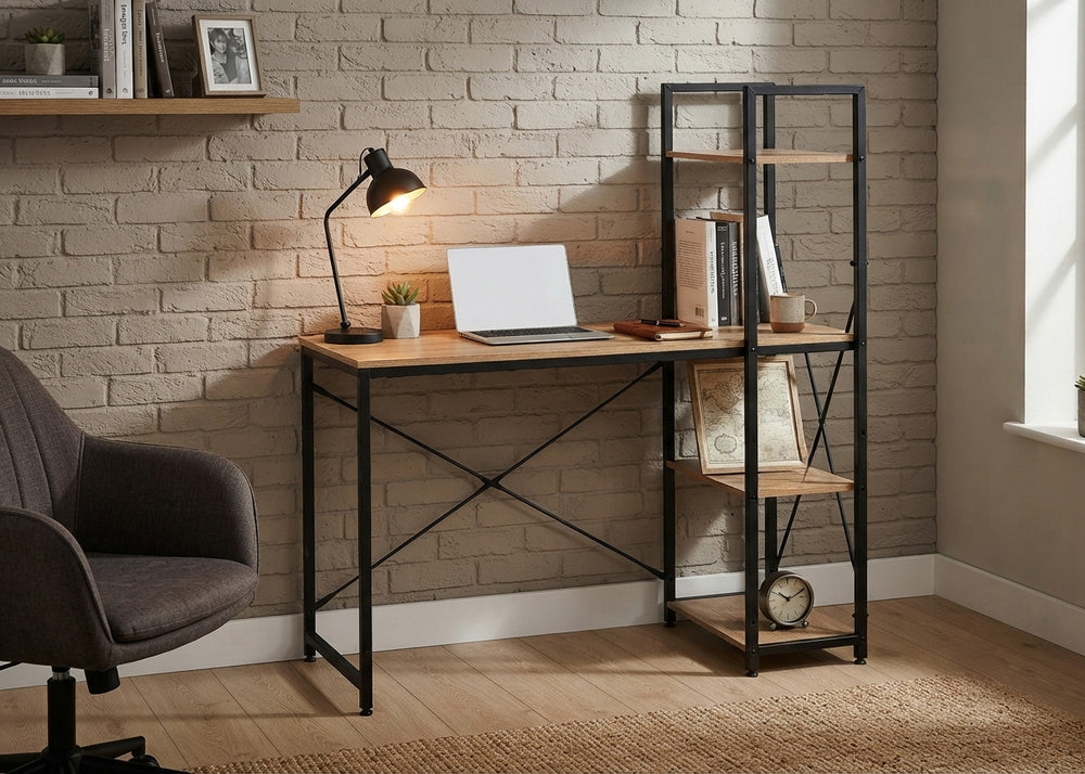 Mesa de Escritorio con Estanteria Industrial Nancy 122cm