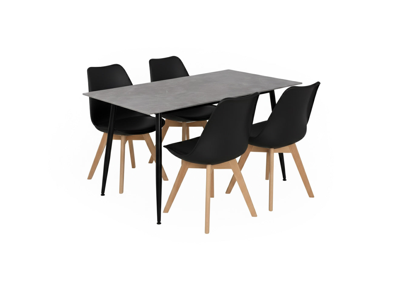 Mesa de Comedor 140cm + 4 Sillas Nordic