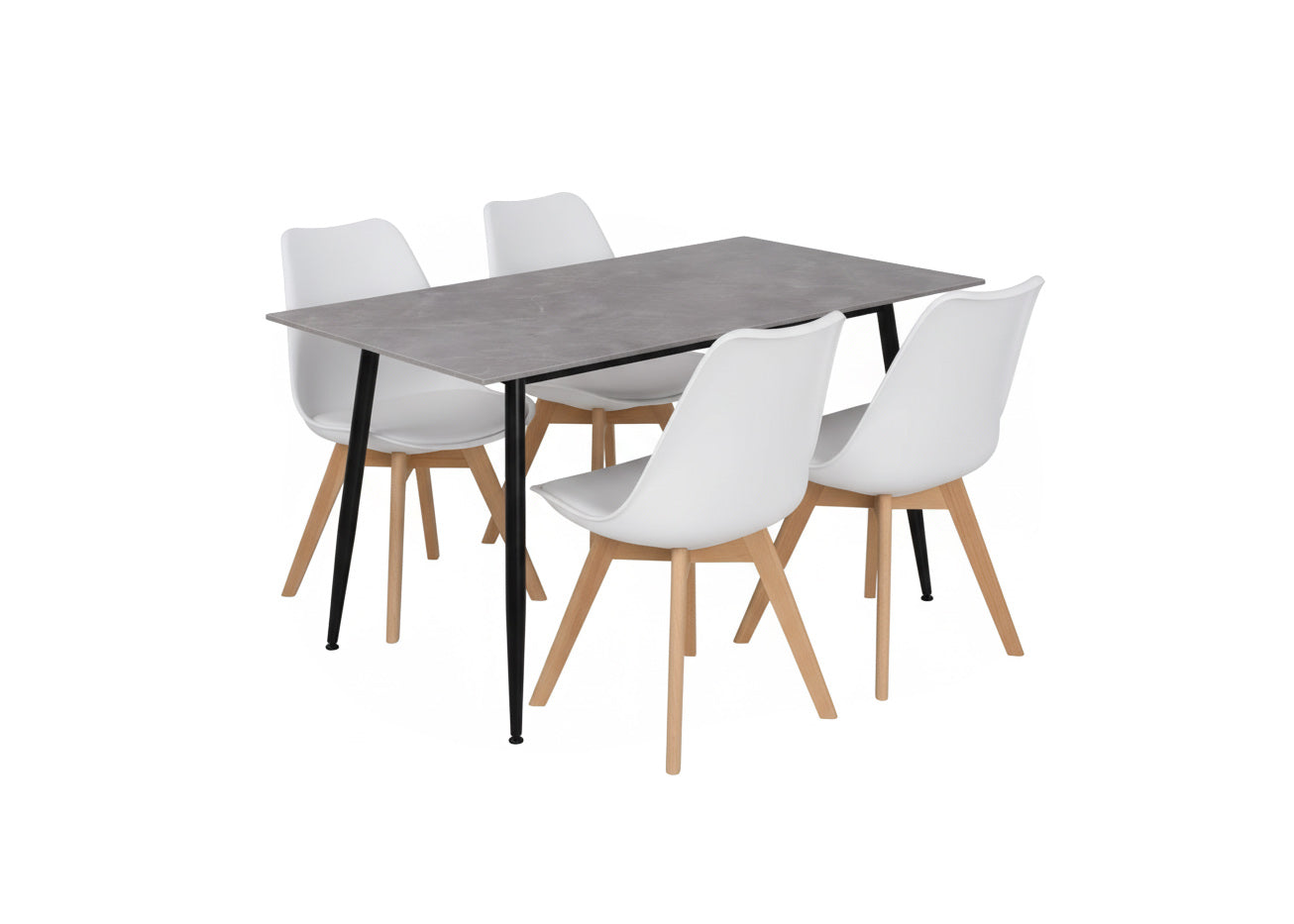 Mesa de Comedor 160cm + 4 Sillas Nordic