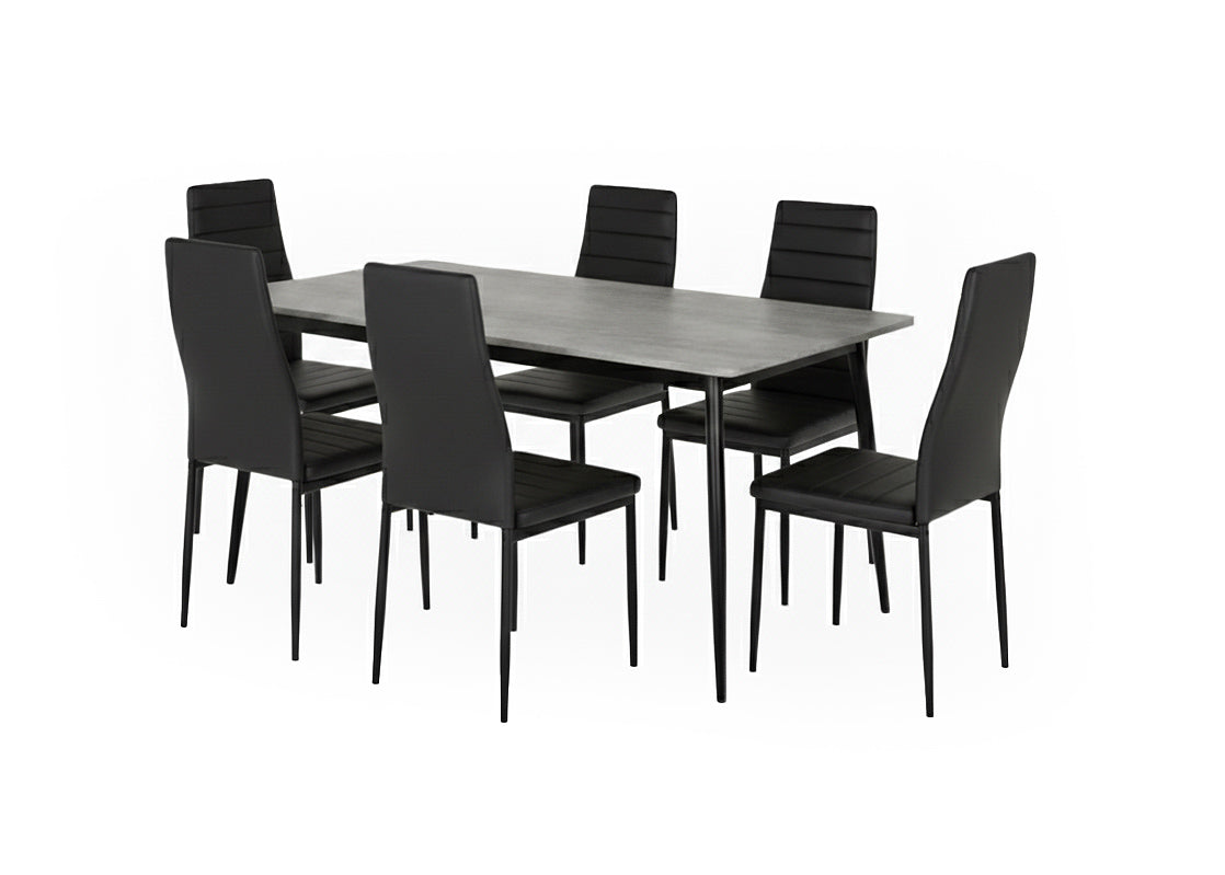 Mesa de Comedor 140cm + 6 Sillas Polipiel