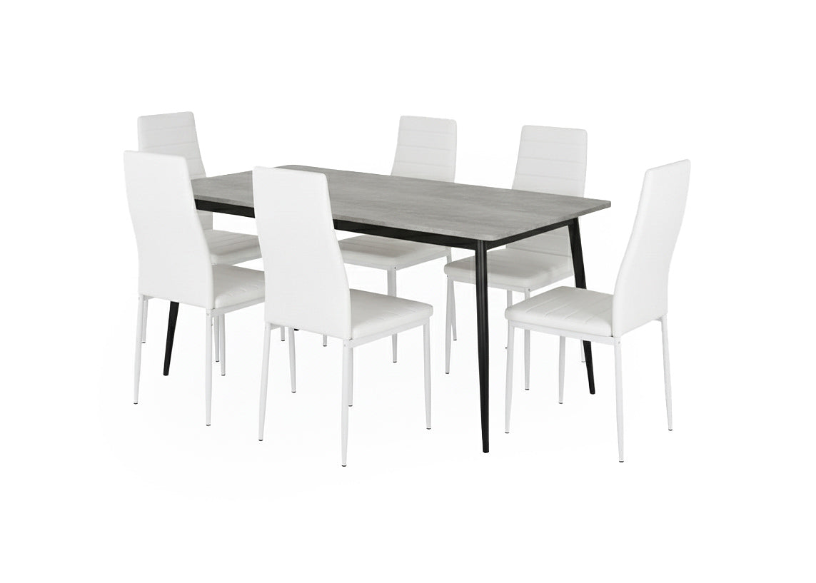 Mesa de Comedor 180cm + 6 Sillas Polipiel