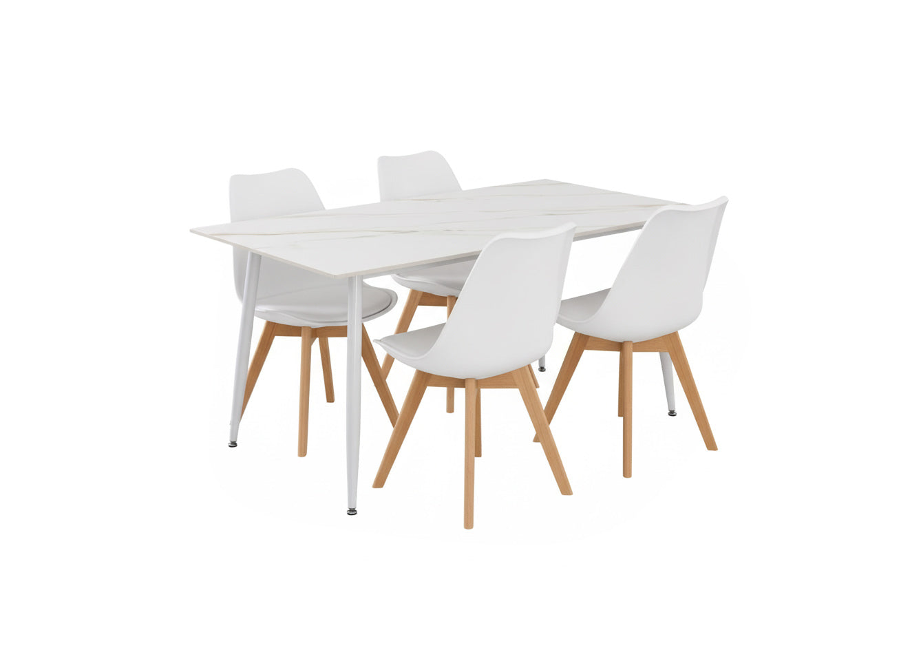 Mesa de Comedor 160cm + 4 Sillas Nordic