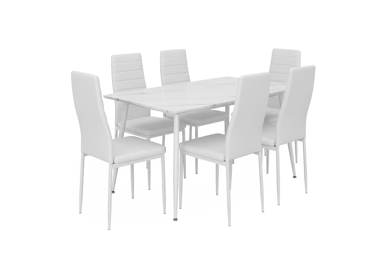 Mesa de Comedor 140cm + 6 Sillas Polipiel