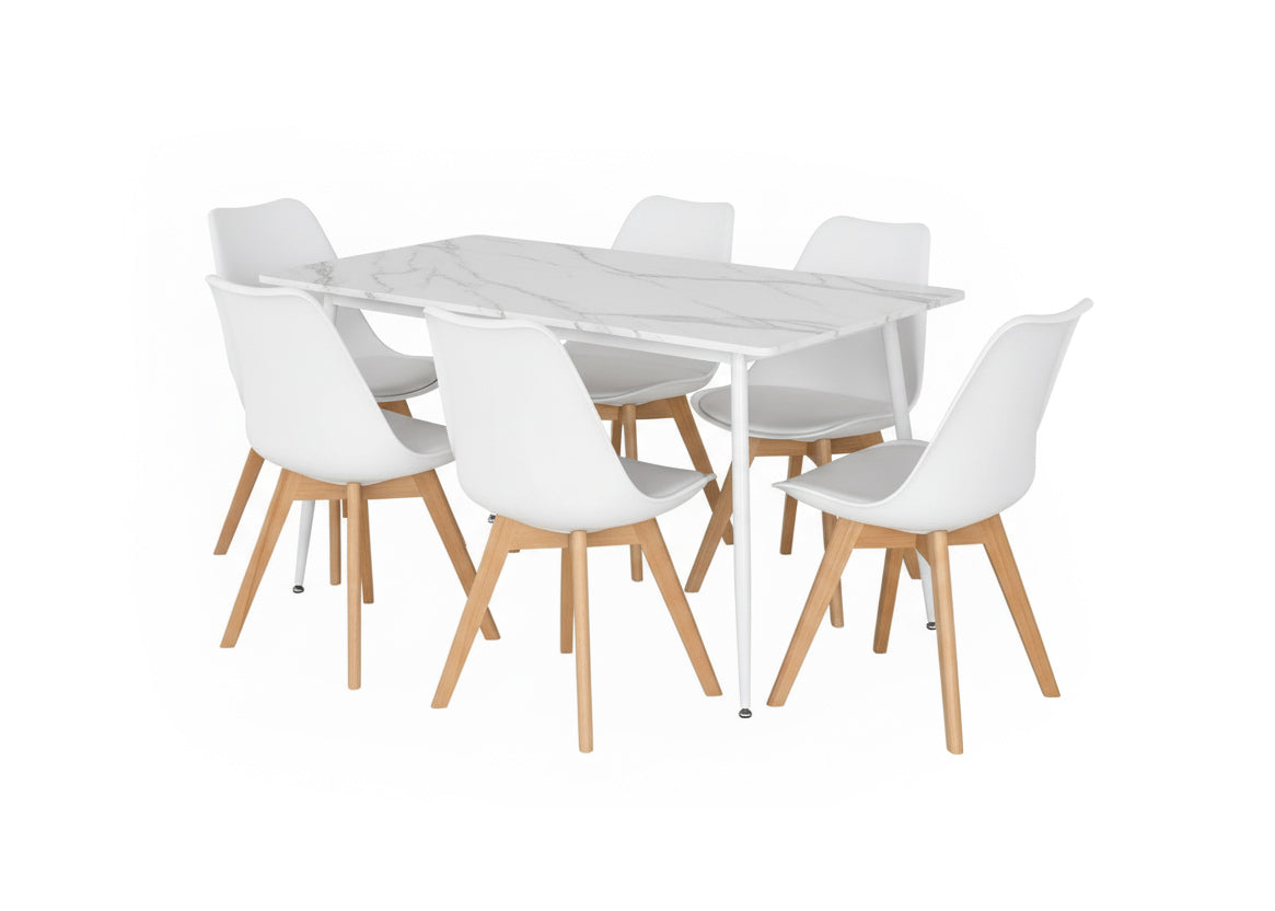 Mesa de Comedor 160cm + 6 Sillas Nordic