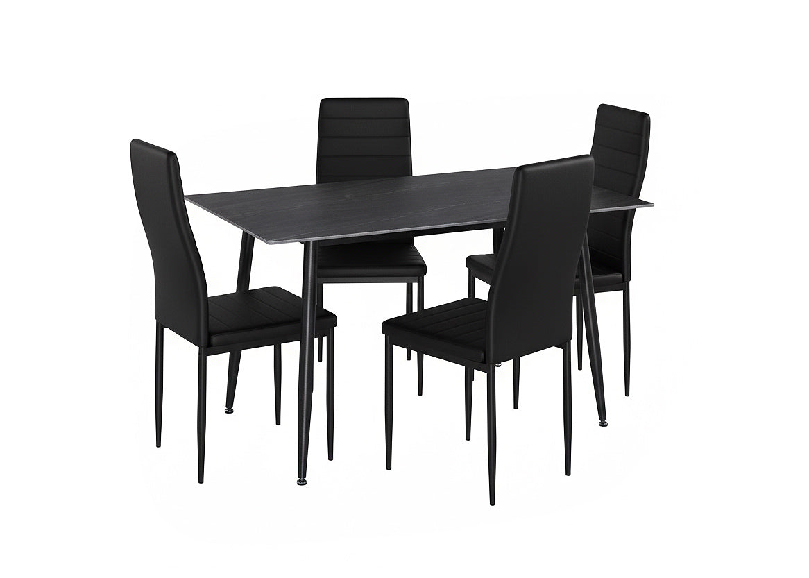 Mesa de Comedor 140cm + 4 Sillas Polipiel