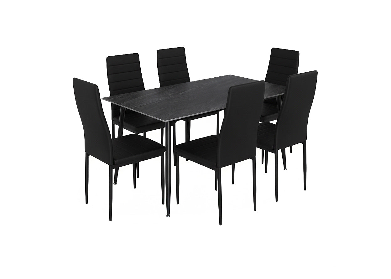 Mesa de Comedor 180cm + 6 Sillas Polipiel