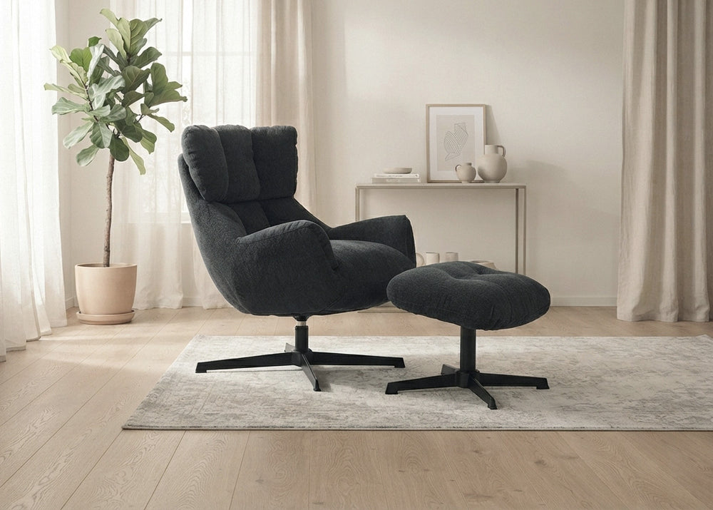 Sillon Amelia + Reposapies. Butaca Giratoria Relax