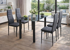 Mesa de Cristal Templado + 4 Sillas Polipiel. Comedor o Cocina