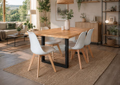 Pack Mesa de Comedor o Cocina Madera Maciza 140cm + Sillas Nordic