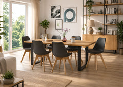 Pack Mesa de Comedor o Cocina Madera Maciza 180cm + Sillas Nordic