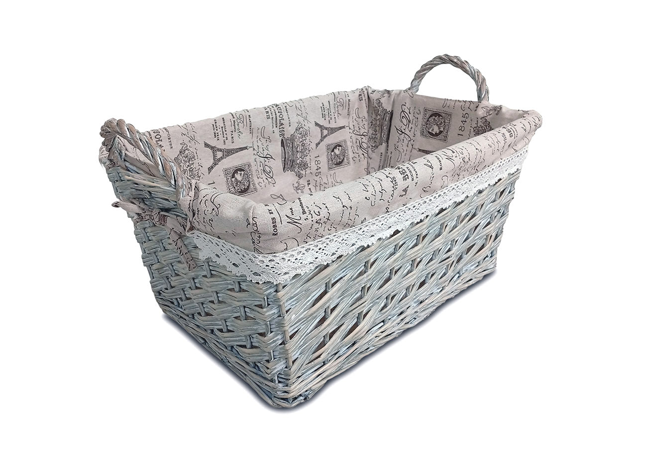 Set de 3 Cestas Trenzadas con Tela. Almacenaje Decorativo