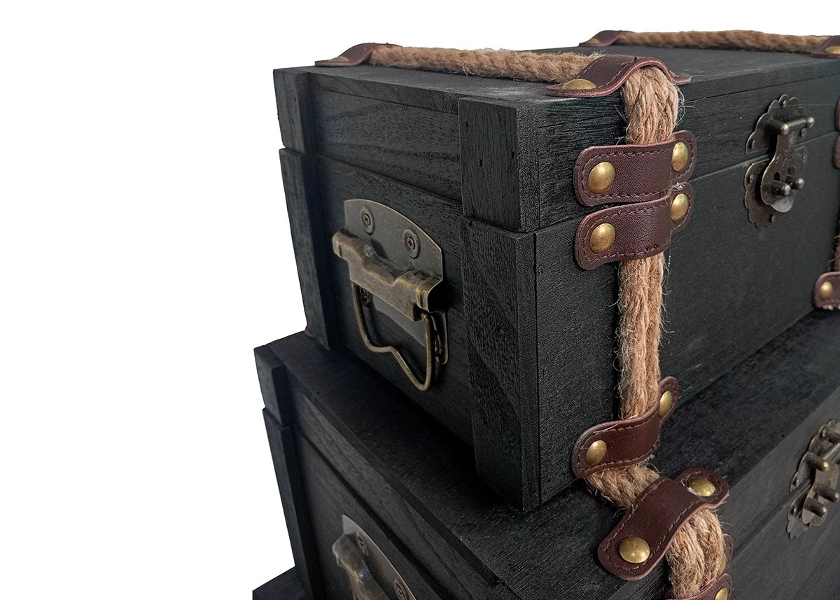 Conjunto de 3 Cajas Apilables Multiusos con Asas. Almacenaje Decorativo