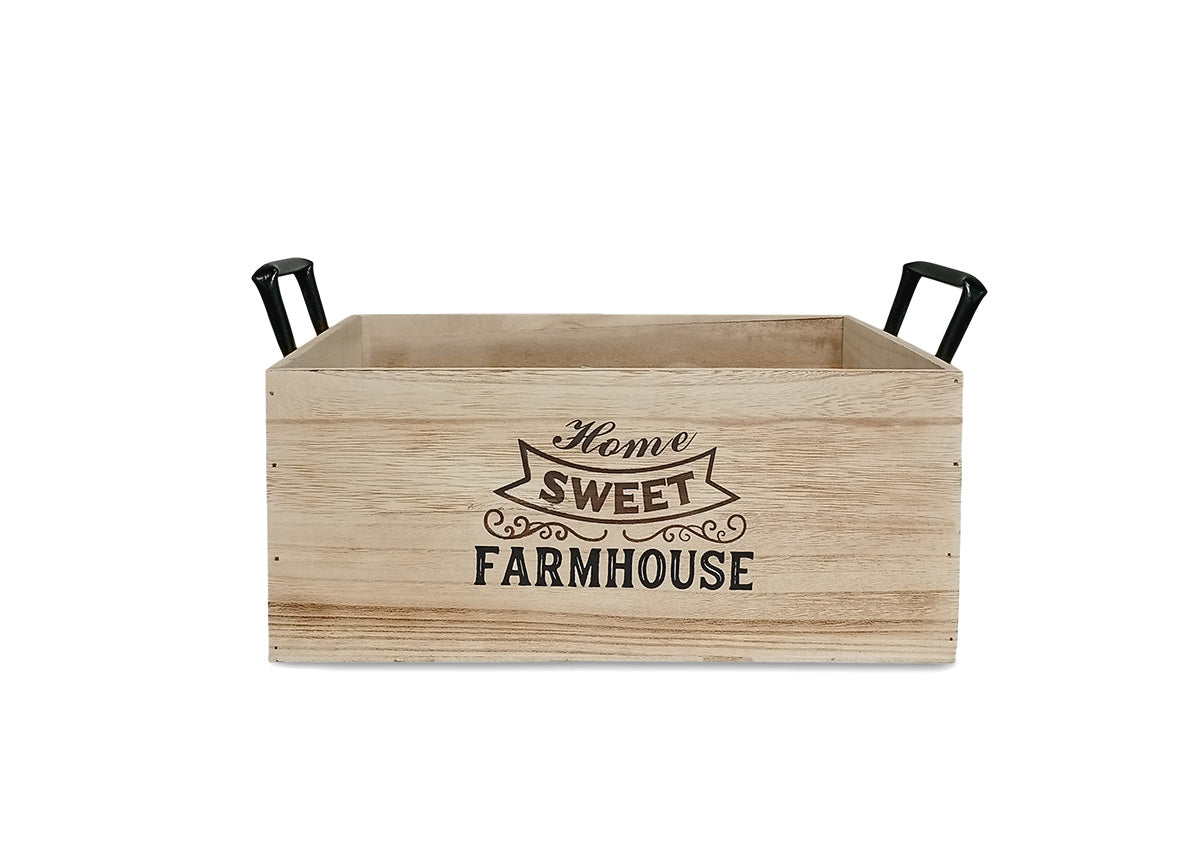 Set de 3 Cajas Estilo Madera Rectangular. Almacenaje Decorativo