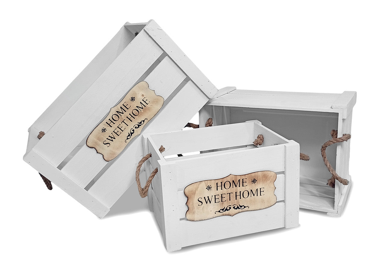 Set De 3 Cestas Organizadoras Apilables Con Asas. Almacenaje Decorativo