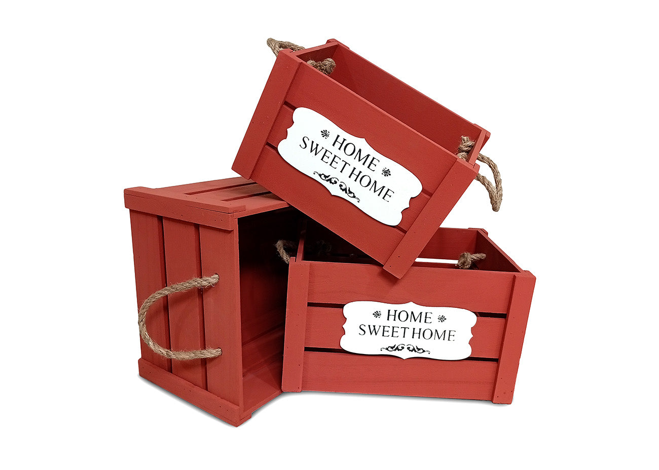 Set de 3 Cestas de Almacenaje con Asas Estilo Mimbre. Almacenaje Decorativo