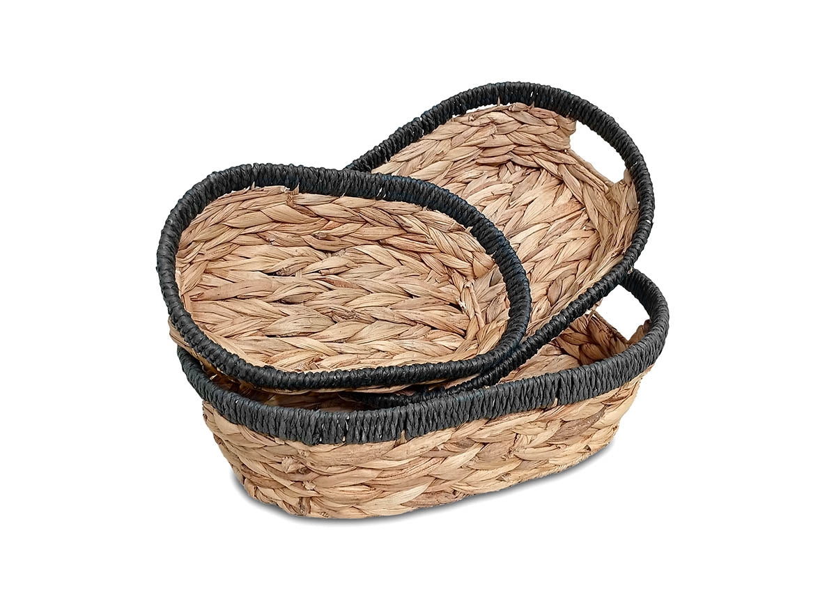 Set de 3 Cestas de Mimbre Trenzado. Almacenaje Decorativo
