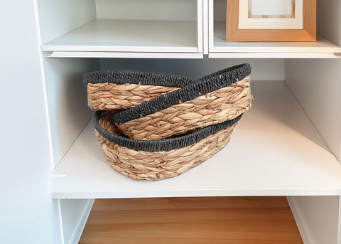 Set de 3 Cestas de Mimbre Trenzado. Almacenaje Decorativo