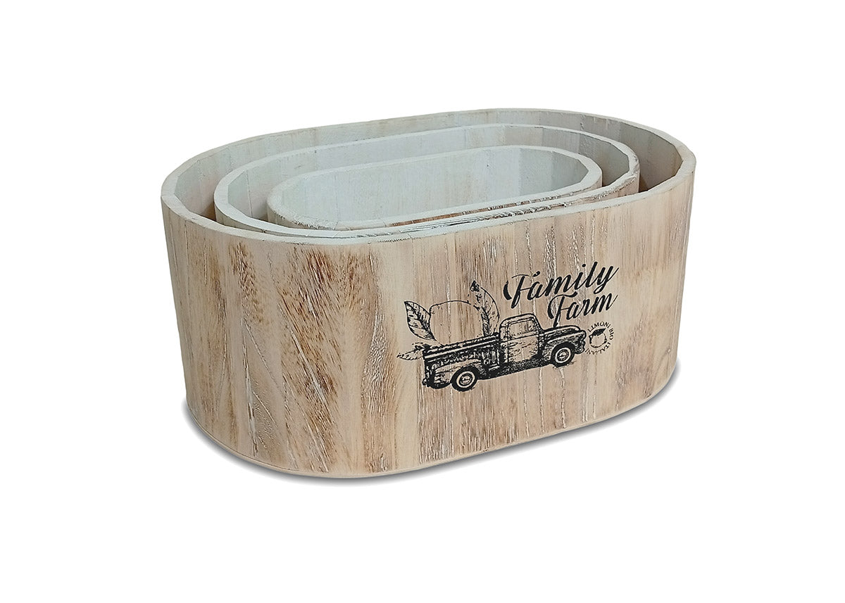 Set de 3 Cajas Estilo Madera Apilables. Almacenaje Decorativo