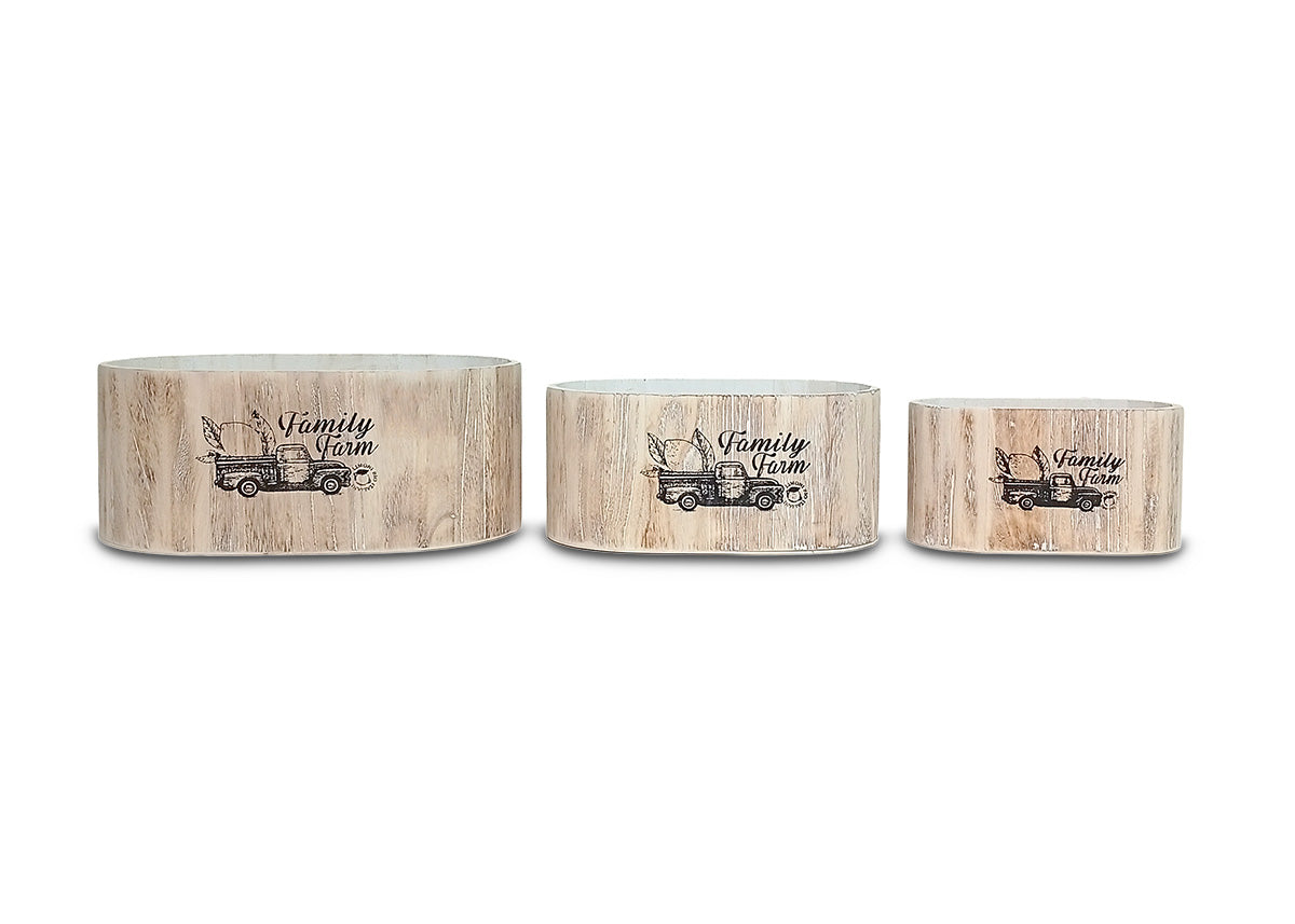 Set de 3 Cajas Estilo Madera Apilables. Almacenaje Decorativo