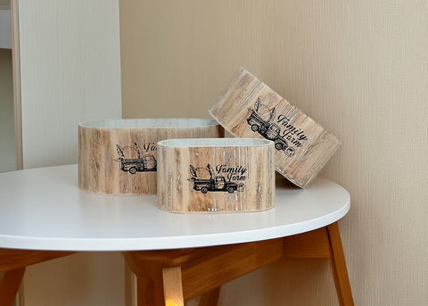 Set de 3 Cajas Estilo Madera Apilables. Almacenaje Decorativo