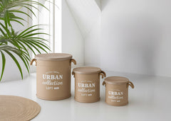 Set de 3 Cajas Redondas Estilo Vintage Urban. Almacenaje Decorativo