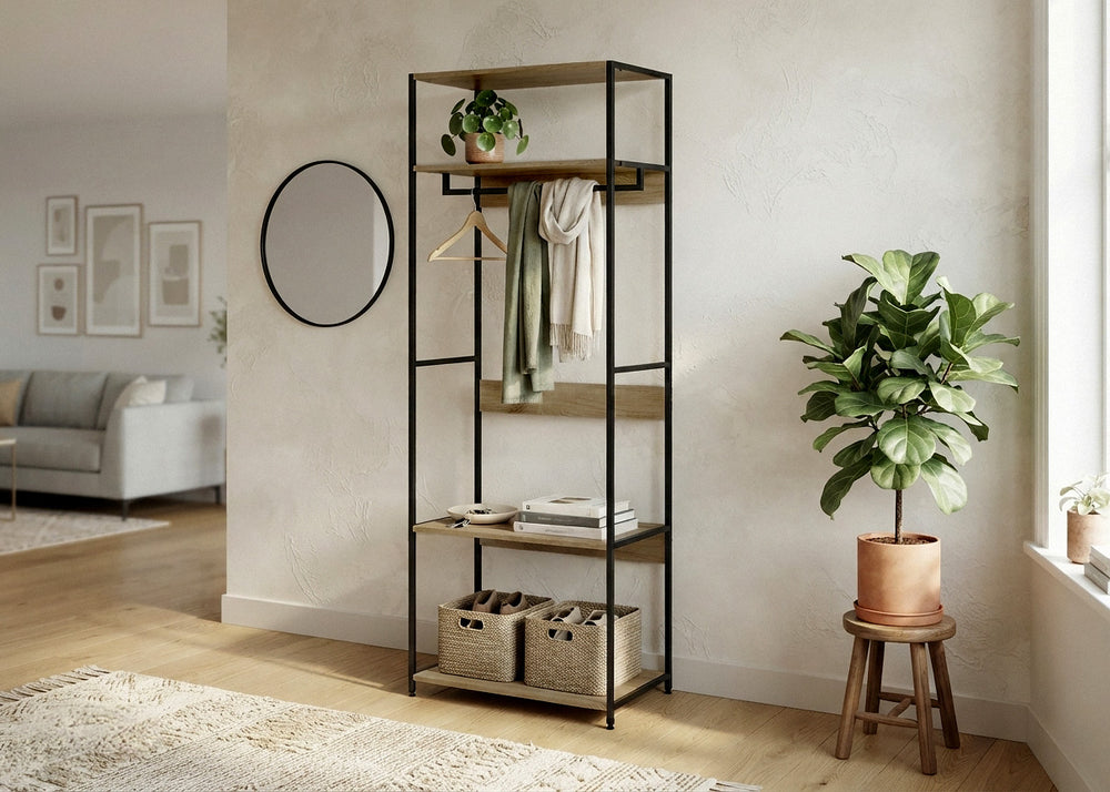 Estanteria Perchero de Metal y Madera Nancy