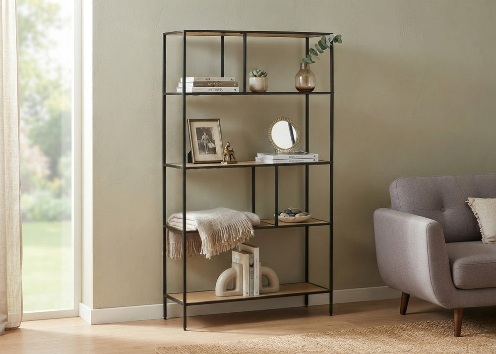 Estanteria Abierta Nancy en Madera y Metal, Diseño Industrial