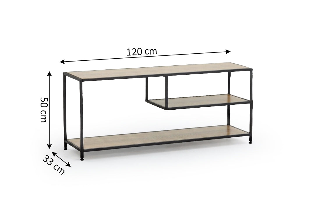 Mesa Auxiliar Nancy en Madera y Metal 120cm, Estilo Industrial