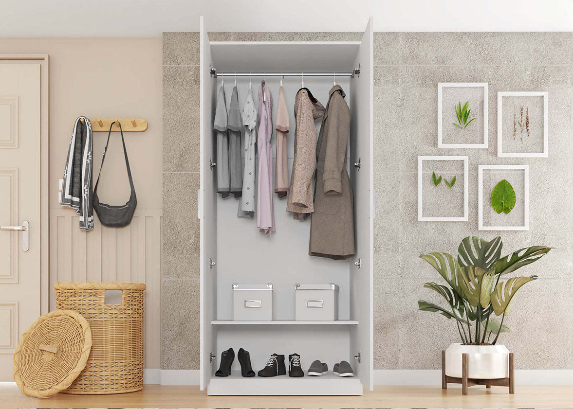 Armario de Dormitorio 2 Puertas W, con Espejo