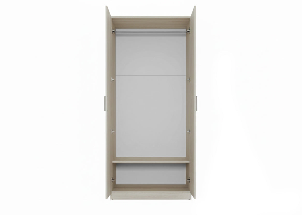 Armario de Dormitorio W 2 Puertas, con Espejo