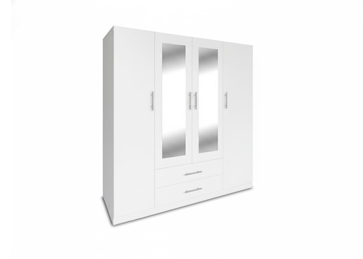 Armario de Dormitorio 4 Puertas W, con Espejo