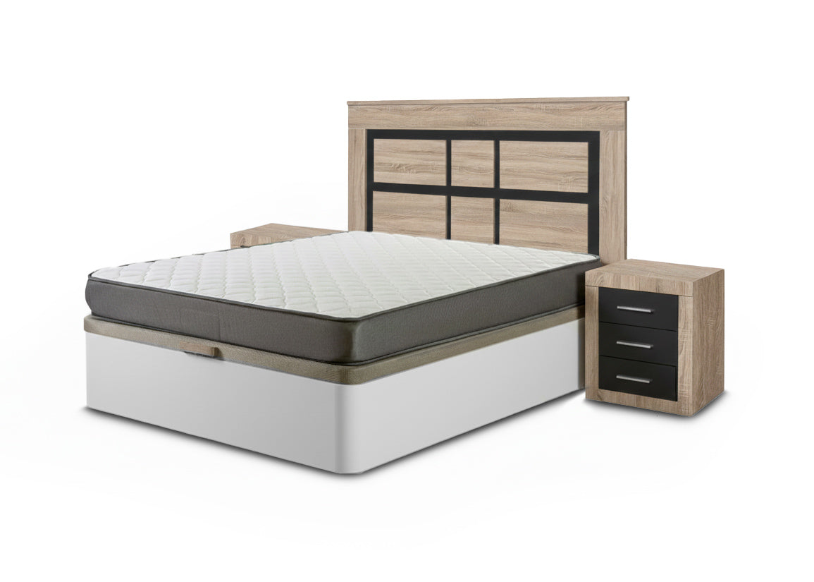 Pack Cama Canape + Colchón + Cabecero + 2 Mesitas de Noche