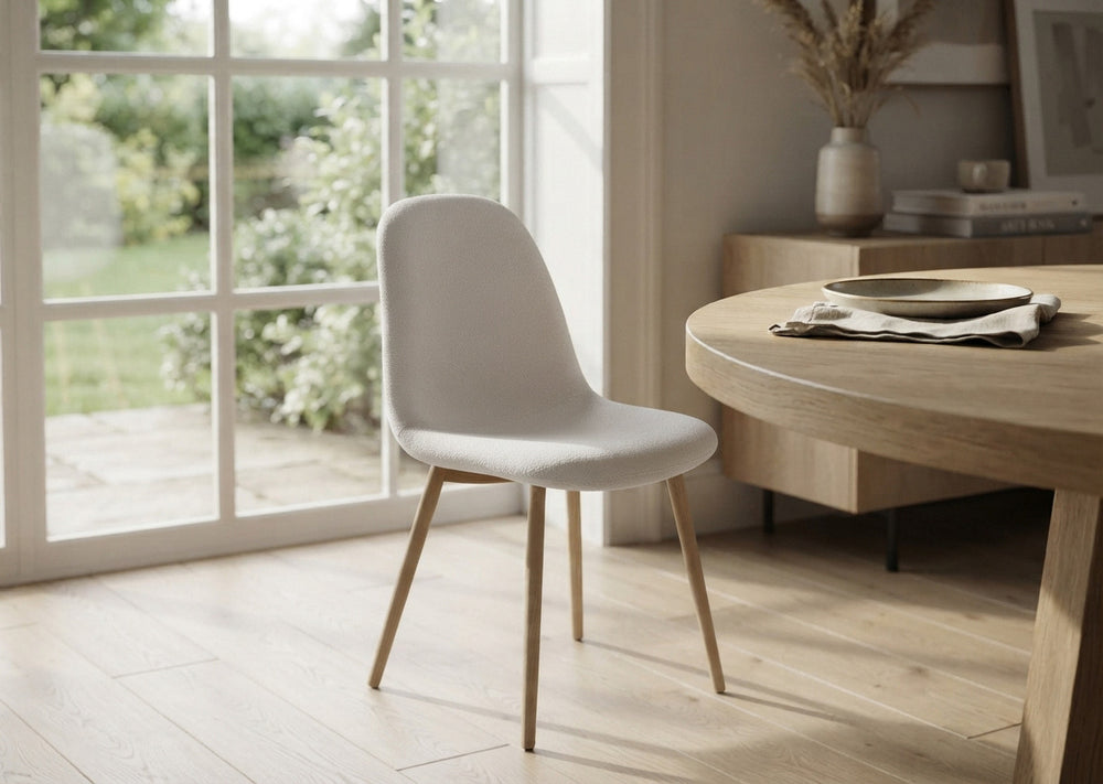 Silla de Comedor Nordico Riko, Tapizado Beige