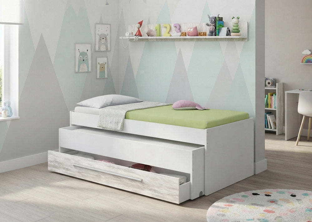 Cama Nido Juvenil Elliot con Estante + 1 Cajon