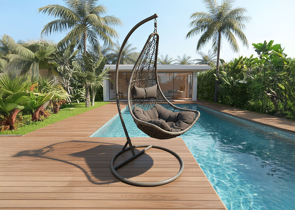 Silla Mecedora Colgante Gris. Muebles de Jardin y Terraza