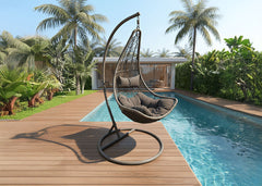 Silla Mecedora Colgante Gris. Muebles de Jardin y Terraza